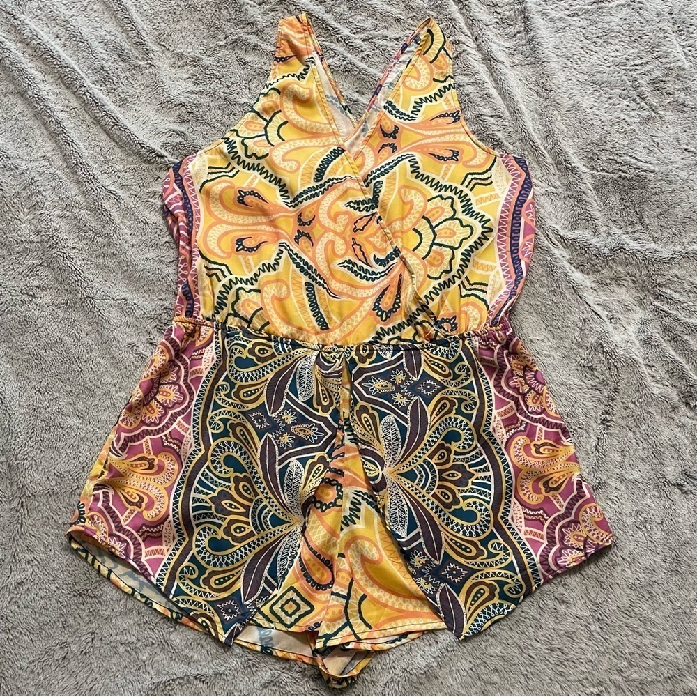 Anthropologie Colorful Lightweight Sleeveless Summer Romper RETIRED STYLE RARE